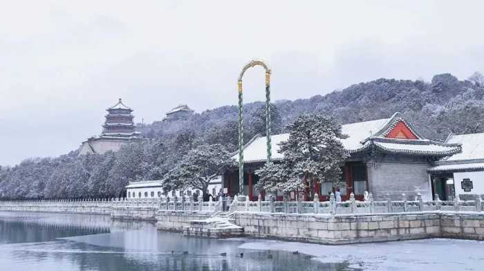 颐和园：一场初雪银装素裹，雪中皇家园林之美，摄影人的美拍作品